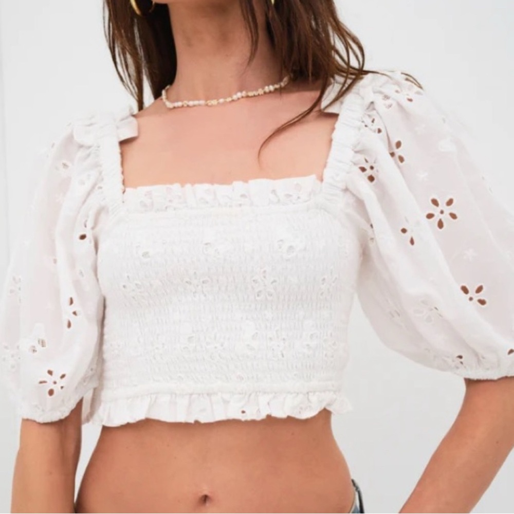 NWT For Love And Lemons White Eyelet Blouse xl